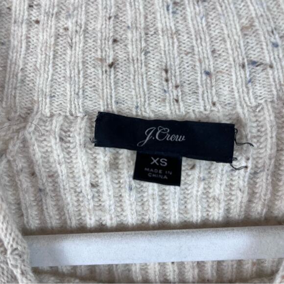 J.Crew Donegal Merino Wool Blend Sweater Roll Neck Beige Oatmeal XS Ribbed Cozy - Picture 8 of 9